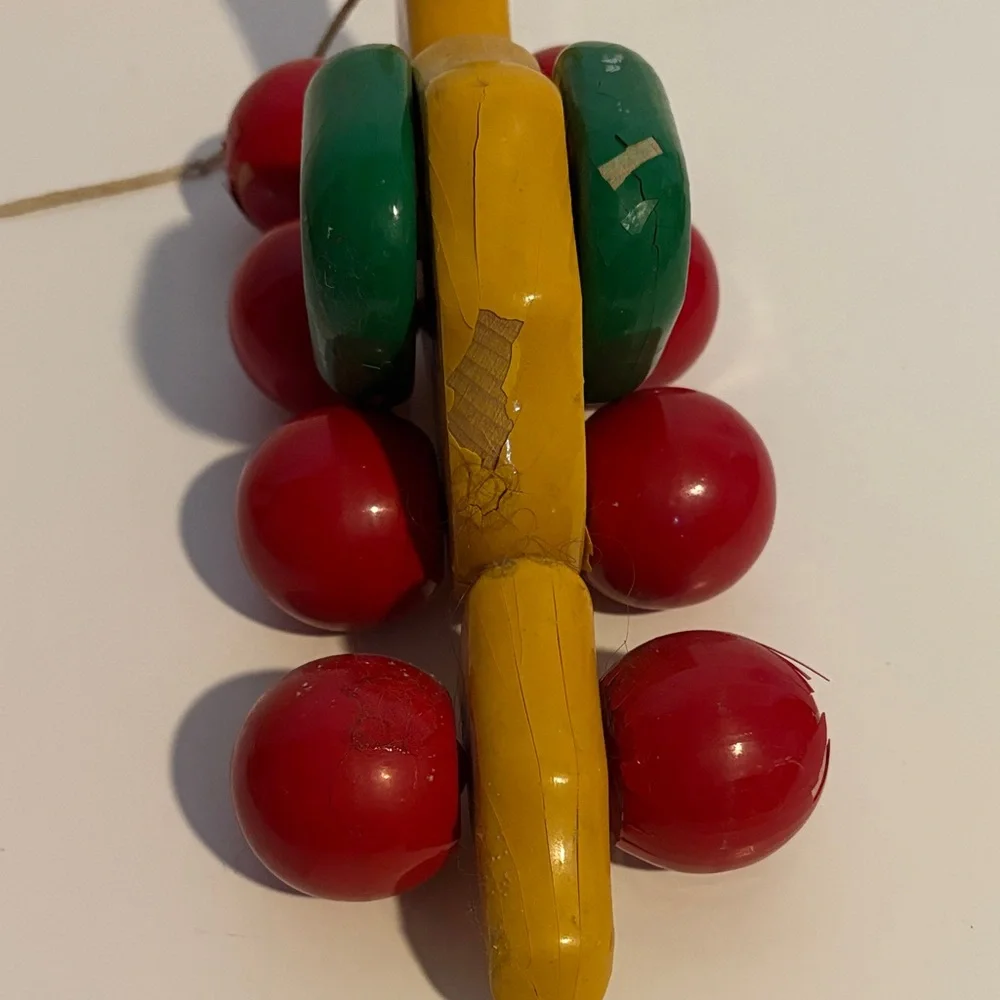 Kouvalias Colorful Wooden Pull-Along Dinosaur Vintage 1990s